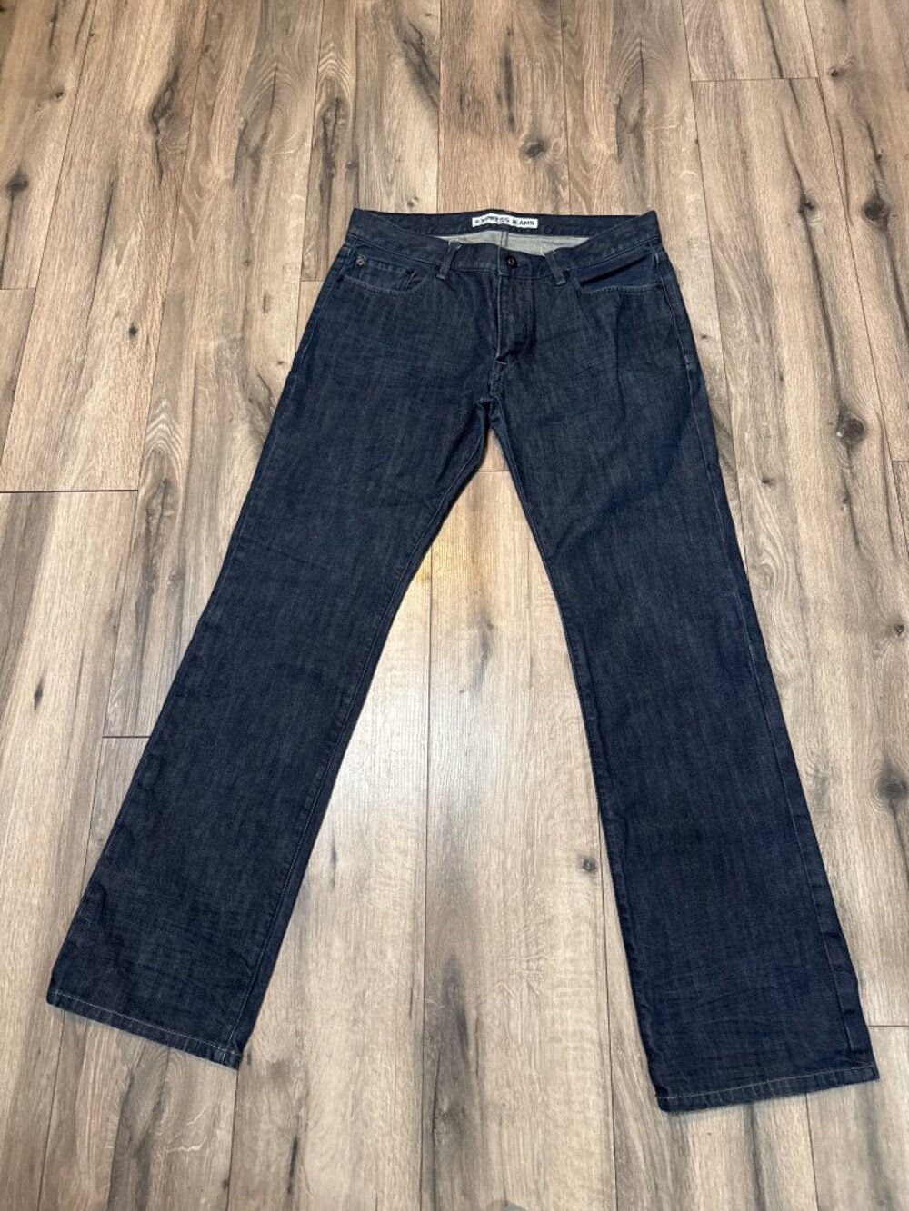 Mens Express Jeans Dark Wash Straight Leg Denim Pants Size 34x34